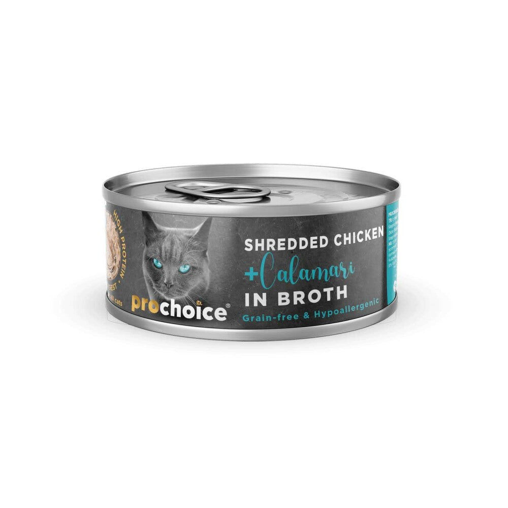Prochoice Özel Sos İçerisinde Tiftiklenmiş Taze Tavuk Eti Ve Kalamarlı Yetişkin Kedi Konservesi 70 GR | SRC: Barcode: 8681465608820